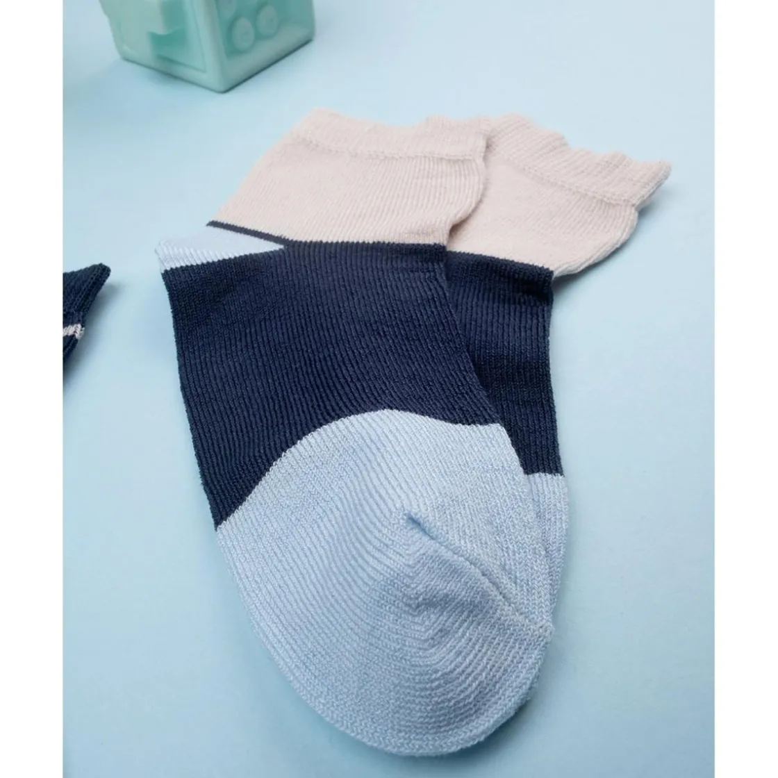 Prenatal Pack 3 Calcetines Bebé Niño Azul con Rayas Finas