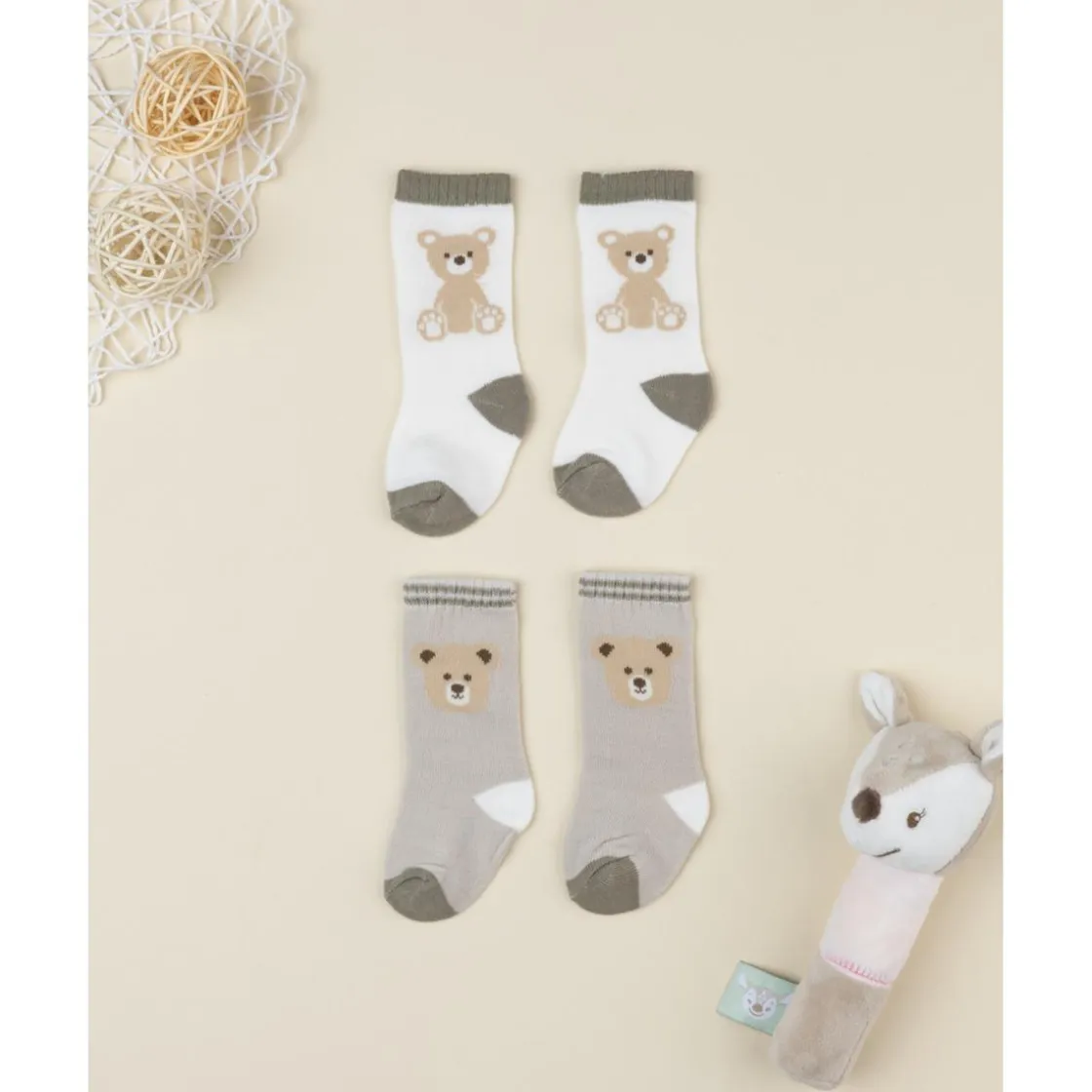 Prenatal Pack 2 calcetines niño – ositos, algodón cálido