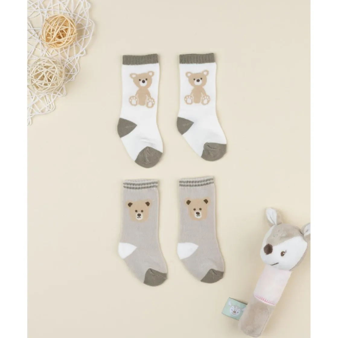 Prenatal Pack 2 calcetines niño – ositos, algodón cálido