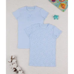 Prenatal Pack 2 camiseta niña azul algodón orgánico