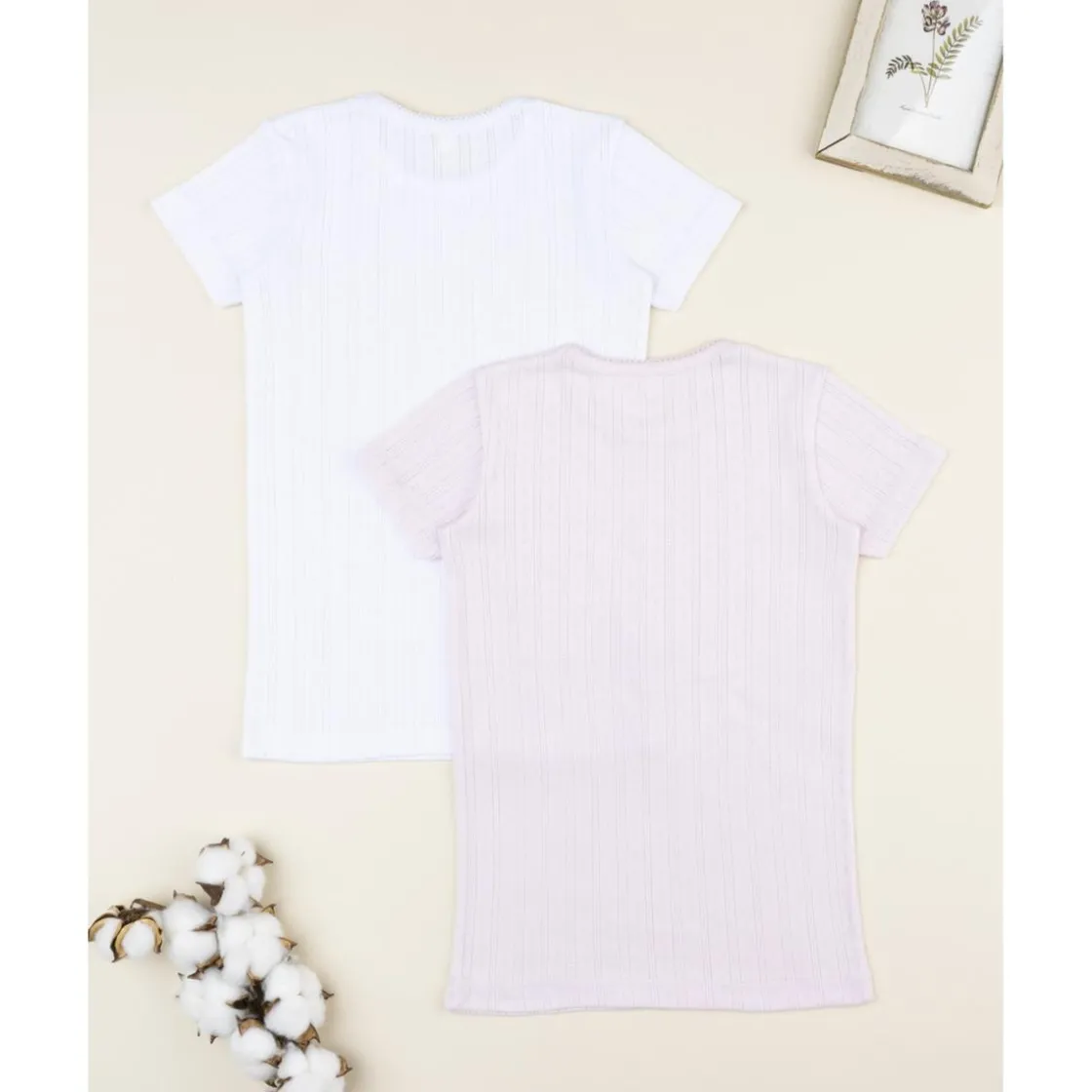 Prenatal Pack 2 camisetas blanco y rosa para niña* Descanso Y Ropa Interior·Infantil 2-10 Años