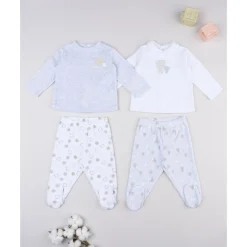 Prenatal Pack 2 conjuntos de bebé en terciopelo blanco y gris