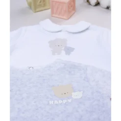 Prenatal Pack 2 conjuntos de bebé en terciopelo blanco y gris