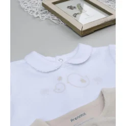 Prenatal Pack 2 conjuntos de niña en terciopelo blanco y beige
