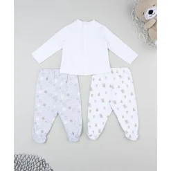 Prenatal Pack 2 conjuntos oso recién nacido blanco/gris