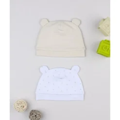 Prenatal Pack 2 gorros de recién nacida en tonos crema y beige