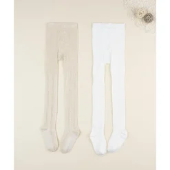 Prenatal Pack 2 leotardos de niña beige y blanco* Calzado Y Accesorios·Accesorios Y Complementos