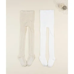 Prenatal Pack 2 leotardos de niña beige y blanco* Calzado Y Accesorios·Accesorios Y Complementos