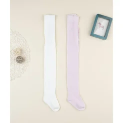 Prenatal Pack 2 leotardos de niña blanco y rosa* Calzado Y Accesorios·Accesorios Y Complementos