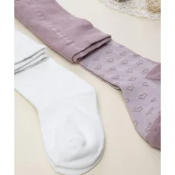 Prenatal Pack 2 leotardos de niña blanco y rosa