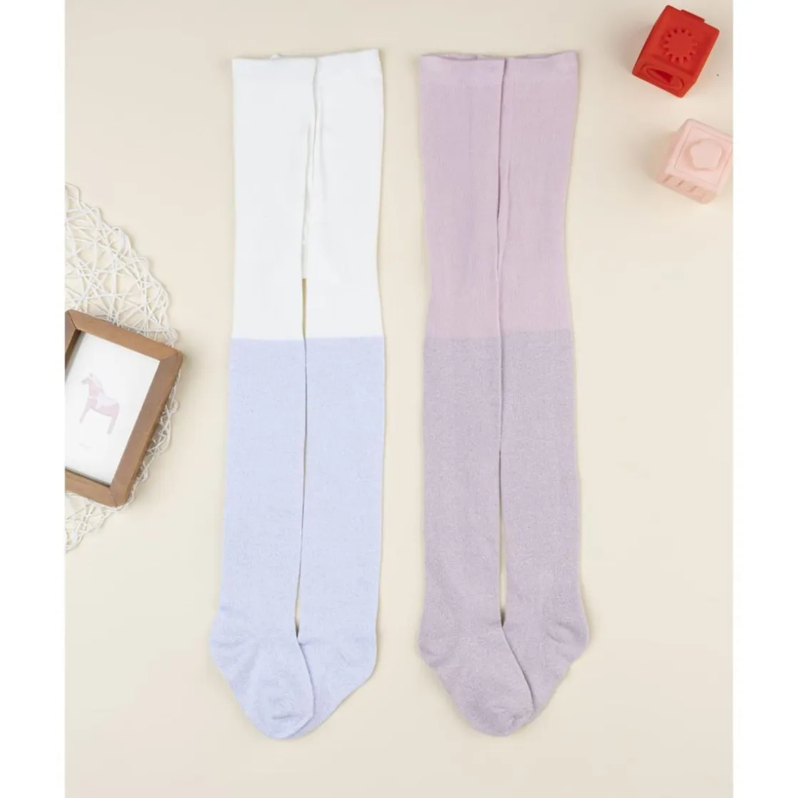 Prenatal Pack 2 leotardos de niña con brillo lurex