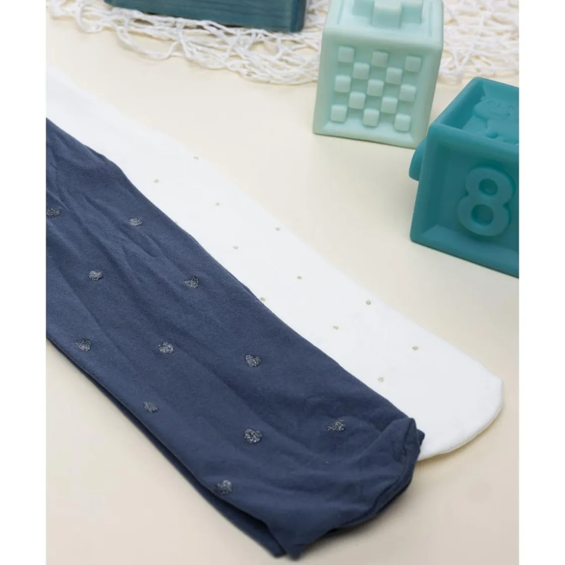 Prenatal Pack 2 leotardos microfibra niña azul y blanco