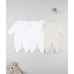 Prenatal Pack 3 peleles interlock de recién nacida blanco/beige* Ropa Y Accesorios·Peleles|Recién Nacido·Ropa Y Accesorios