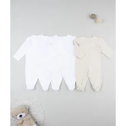 Prenatal Pack 3 peleles interlock de recién nacida blanco/beige* Ropa Y Accesorios·Peleles|Recién Nacido·Ropa Y Accesorios