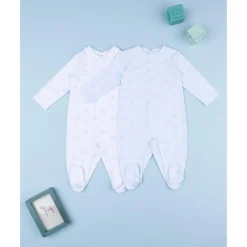 Prenatal Pack 2 pijamas de bebé niño en terciopelo blanco y azul* Ropa Y Accesorios·Peleles|Recién Nacido·Ropa Y Accesorios