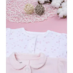 Prenatal Pack 2 pijamas de bebé rosa y blanco en terciopelo