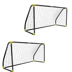 DEVESSPORT Pack 2 porterías plegables negras – 180 × 91 × 120* Vehículos De Batería O A Pedales