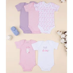 Prenatal Pack5 body manga corta canalé bebé niña