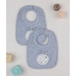 Prenatal Pack de 2 baberos grises para lactancia y dentición