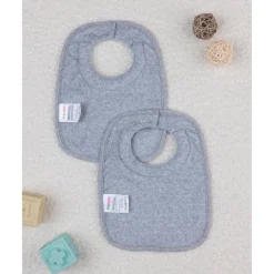 Prenatal Pack de 2 baberos grises para lactancia y dentición