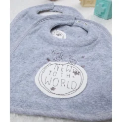 Prenatal Pack de 2 baberos grises para lactancia y dentición