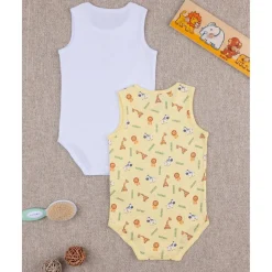 Prenatal Pack de 2 bodies blanco/amarillo algodón organico