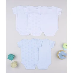 Prenatal Pack de 5 bodies de manga corta blanco y azul* Ropa Y Accesorios·Bodies|Recién Nacido·Ropa Y Accesorios