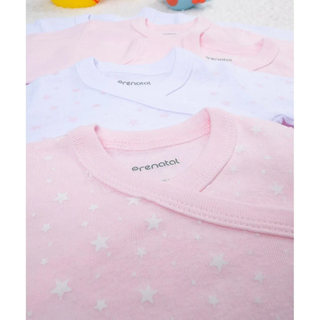 Prenatal Pack de 5 bodies rosas, blancos y con estrellitas