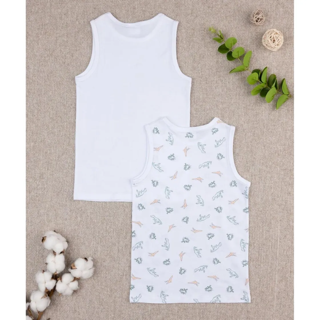 Prenatal Pack de 2 Camisetas Interiores de Tirantes con Dinosaurios