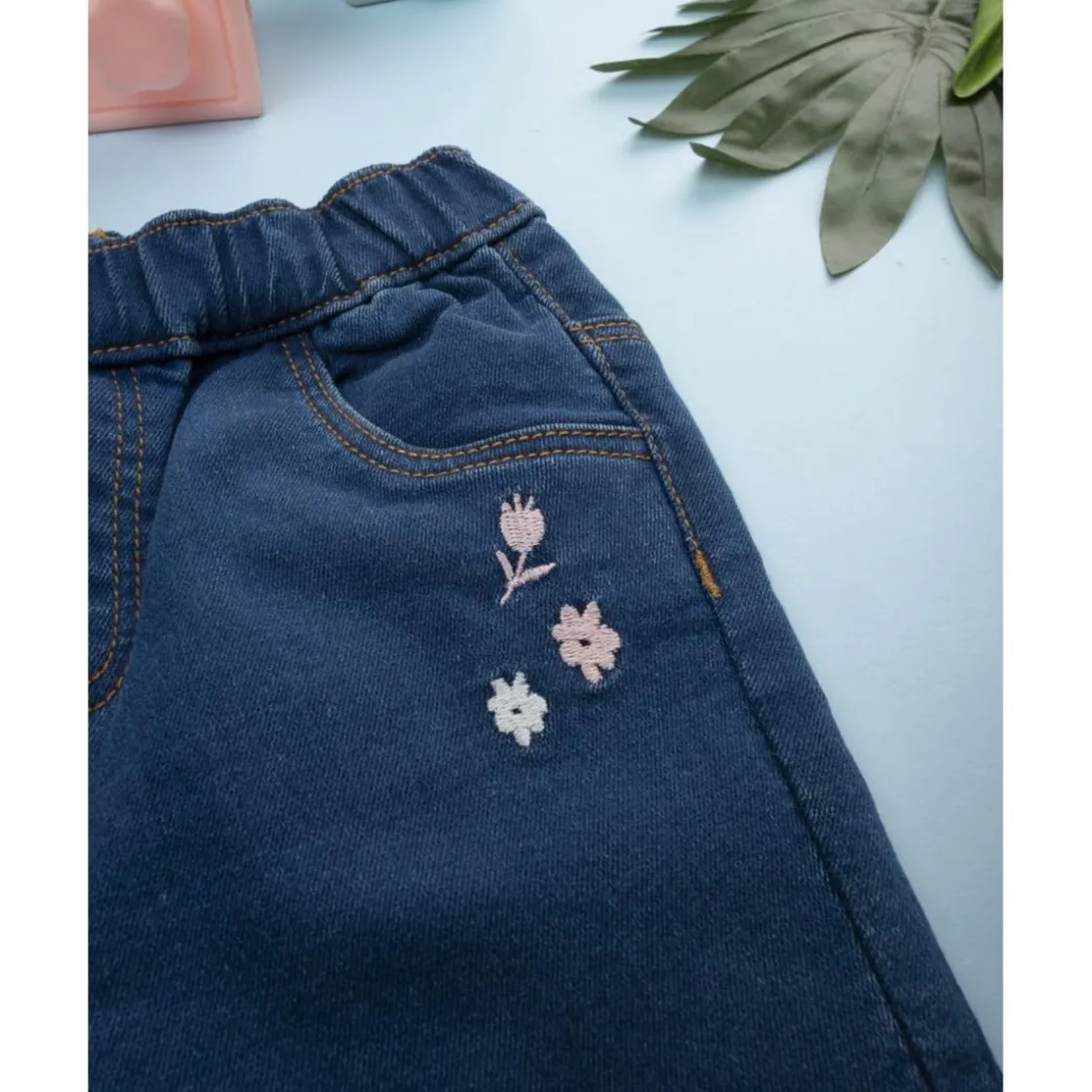 Prenatal Pantalón campana denim niña con bordados florales* Niña·Bebé Niña 3-36 Meses|Bebé Niña 3-36 Meses·Vaqueros, Pantalones Y Petos