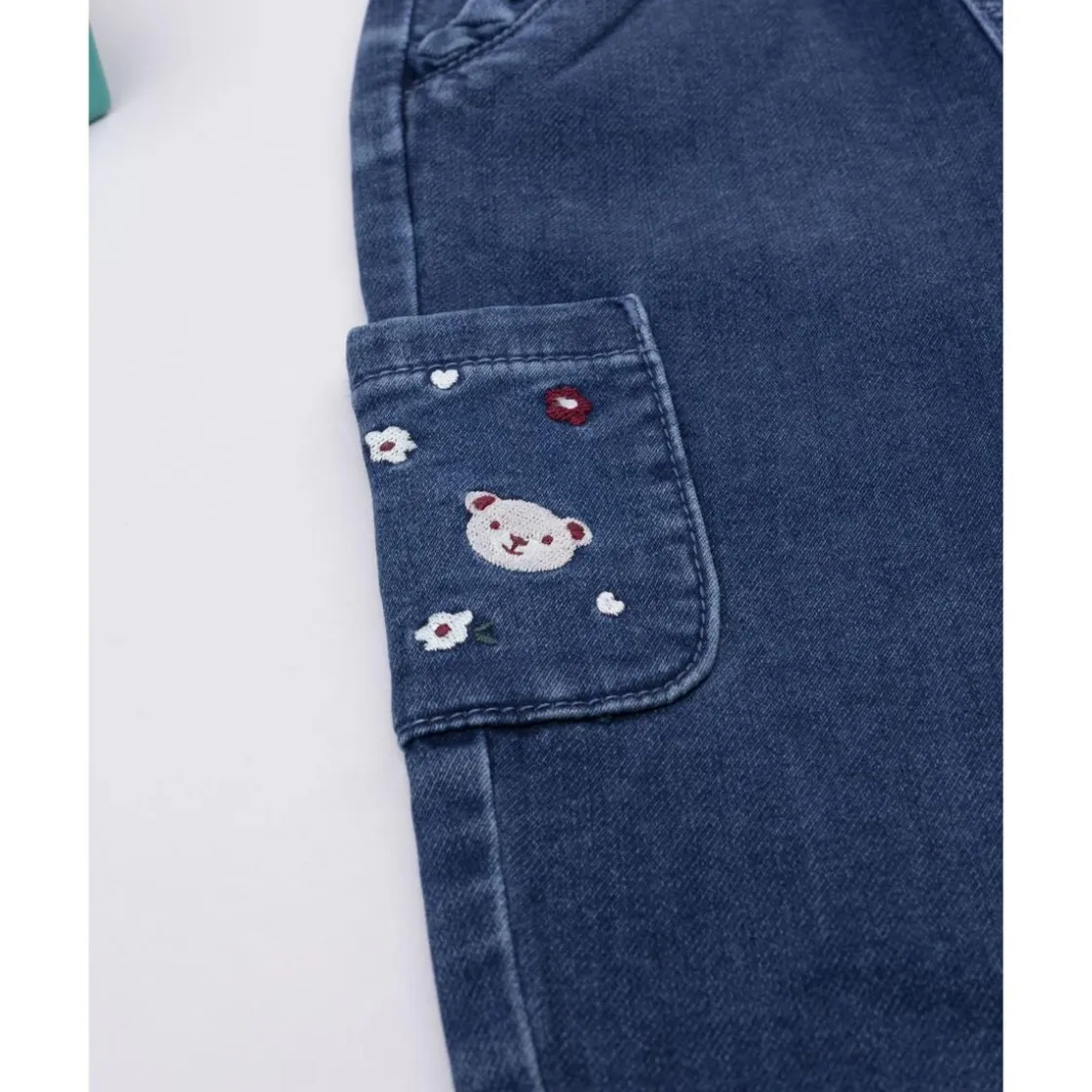 Prenatal Pantalón denim de niña con bordados
