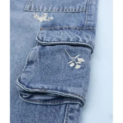 Prenatal Pantalón denim niña florecitas