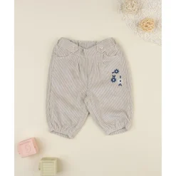 Prenatal Pantalón niña beige de canalé con bordados