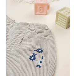 Prenatal Pantalón niña beige de canalé con bordados