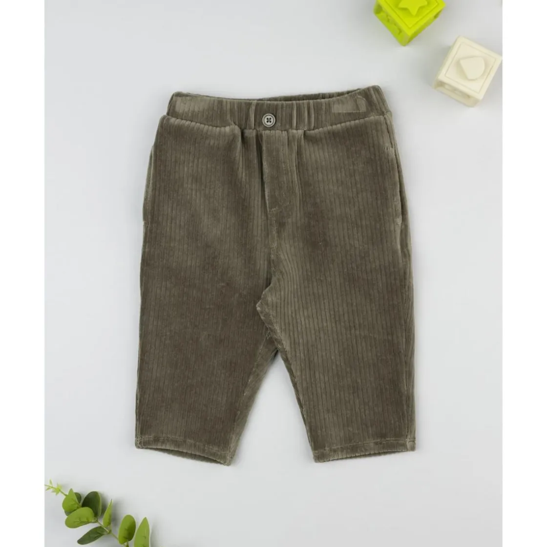 Prenatal Pantalón velour niño verde