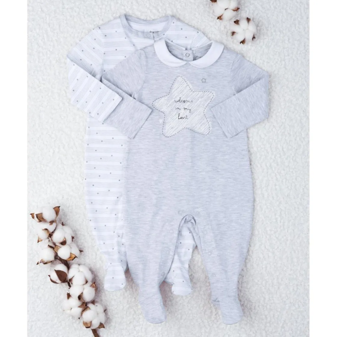 Prenatal Paquete 2 pijamas unisex gris