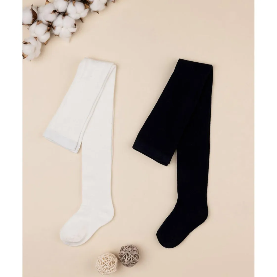 Prenatal Paquete de 2 pantimedias para niña en crema y azul