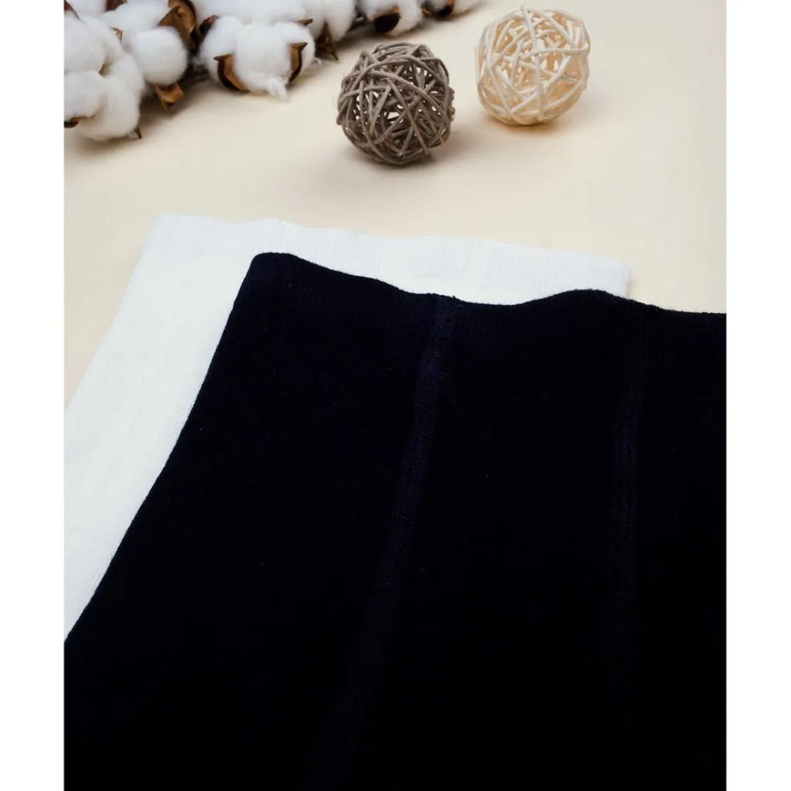 Prenatal Paquete de 2 pantimedias para niña en crema y azul