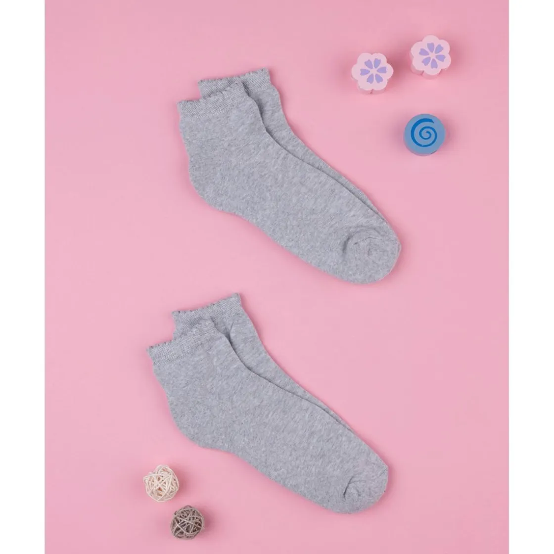 Prenatal Paquete de 2 pares de calcetines cortos gris jaspeado