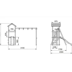 MASGAMES Parque infantil Carlit de madera columpios y tobogán