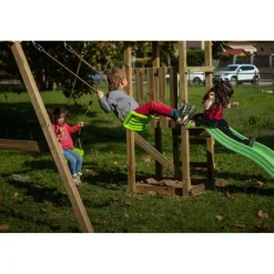 MASGAMES Parque infantil Carlit de madera columpios y tobogán