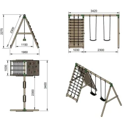 MASGAMES Parque infantil de madera columpios y escalada Timbu* Columpios