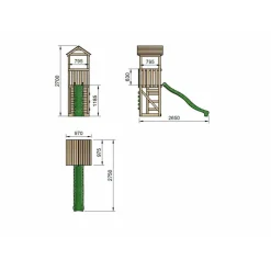 MASGAMES Parque infantil de madera torre y tobogán Carlit L