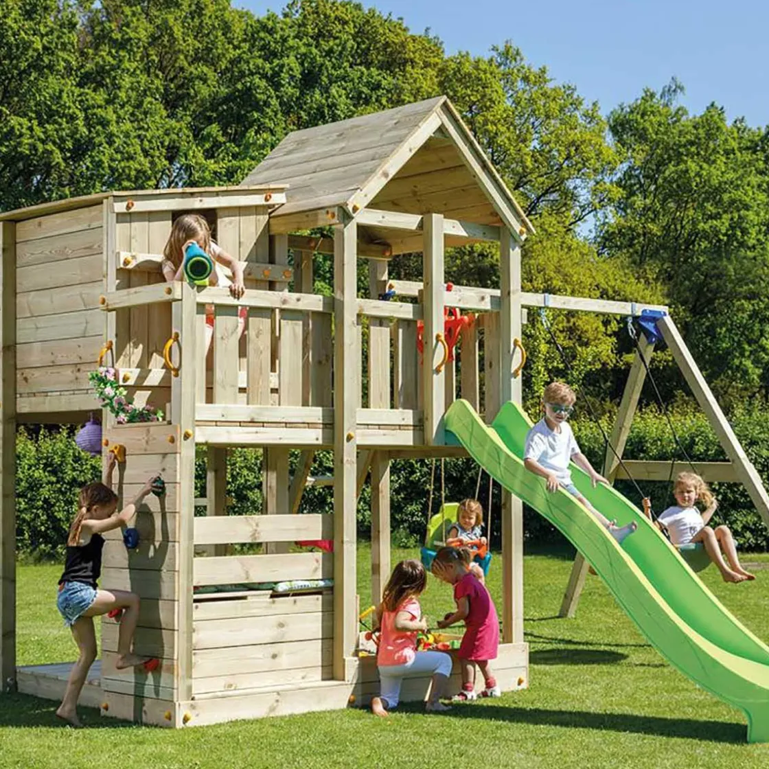 MASGAMES Parque juegos infantil de madera Palazzo XL con columpio doble* Columpios