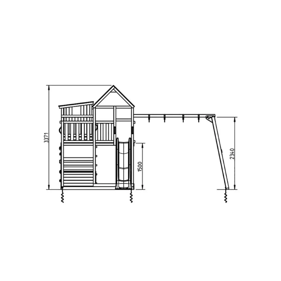 MASGAMES Parque juegos infantil de madera Palazzo XL con columpio doble* Columpios