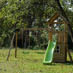 MASGAMES Parque juegos infantil de madera Tibidabo con caseta y columpio doble* Columpios