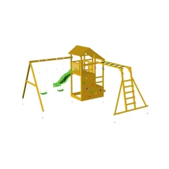 MASGAMES Parque juegos infantil de madera Teide XL con puente y columpio doble* Columpios