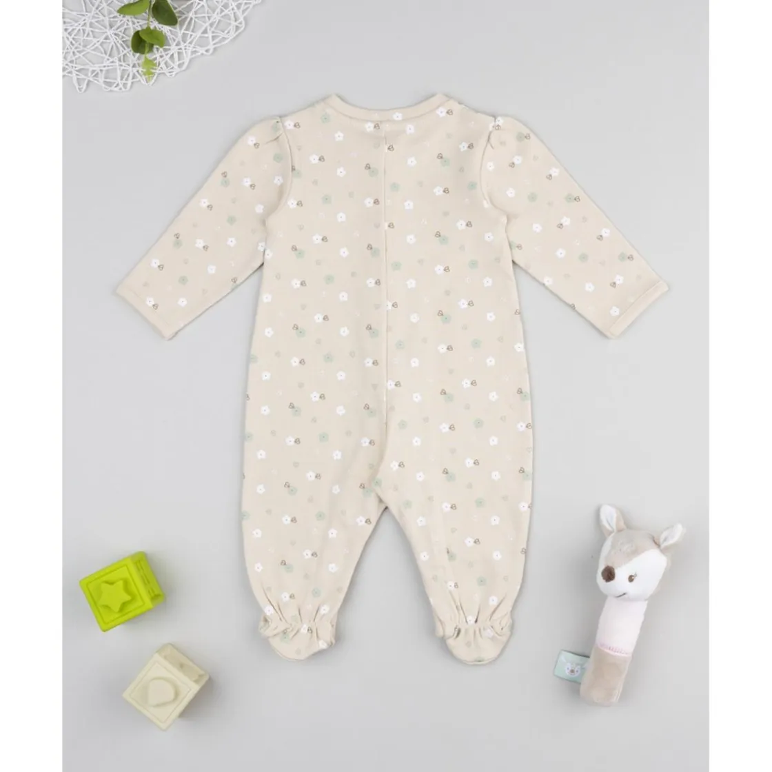 Prenatal Pelele beige flores