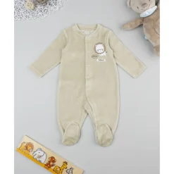 Prenatal Pelele de terciopelo bebé beige "león"