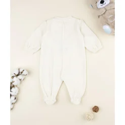 Prenatal Pelele de terciopelo crema con ciervita para recién nacida